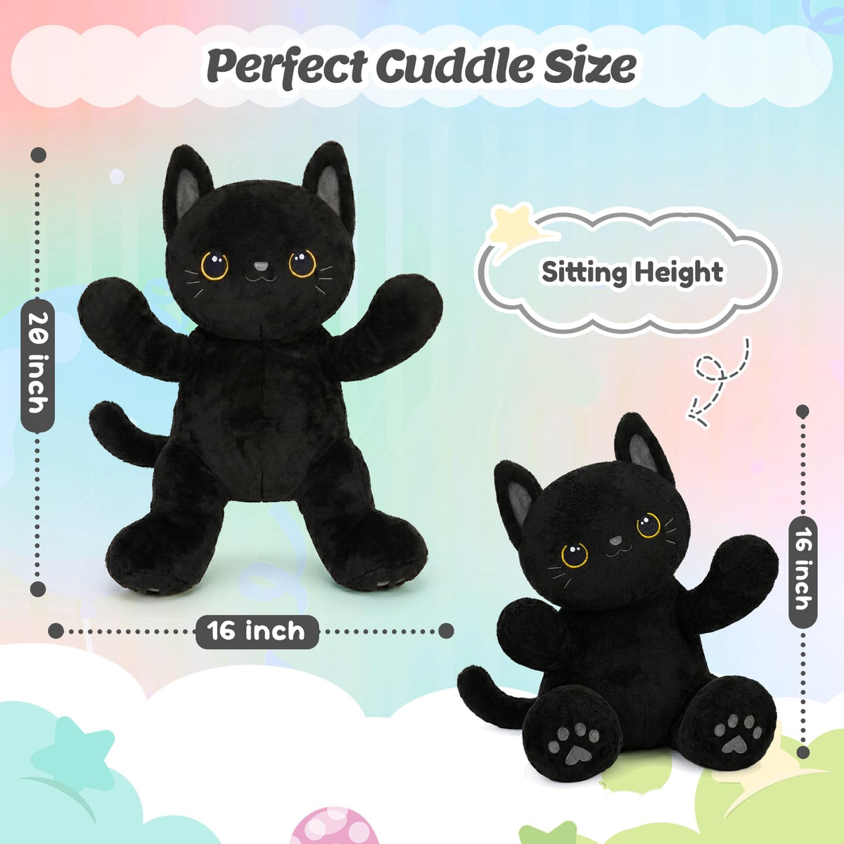 BRICHOEE decorative pillow style black cat plush for cozy spaces