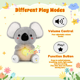 BRICHOEE koala calming music feature with adjustable levels for relaxation.