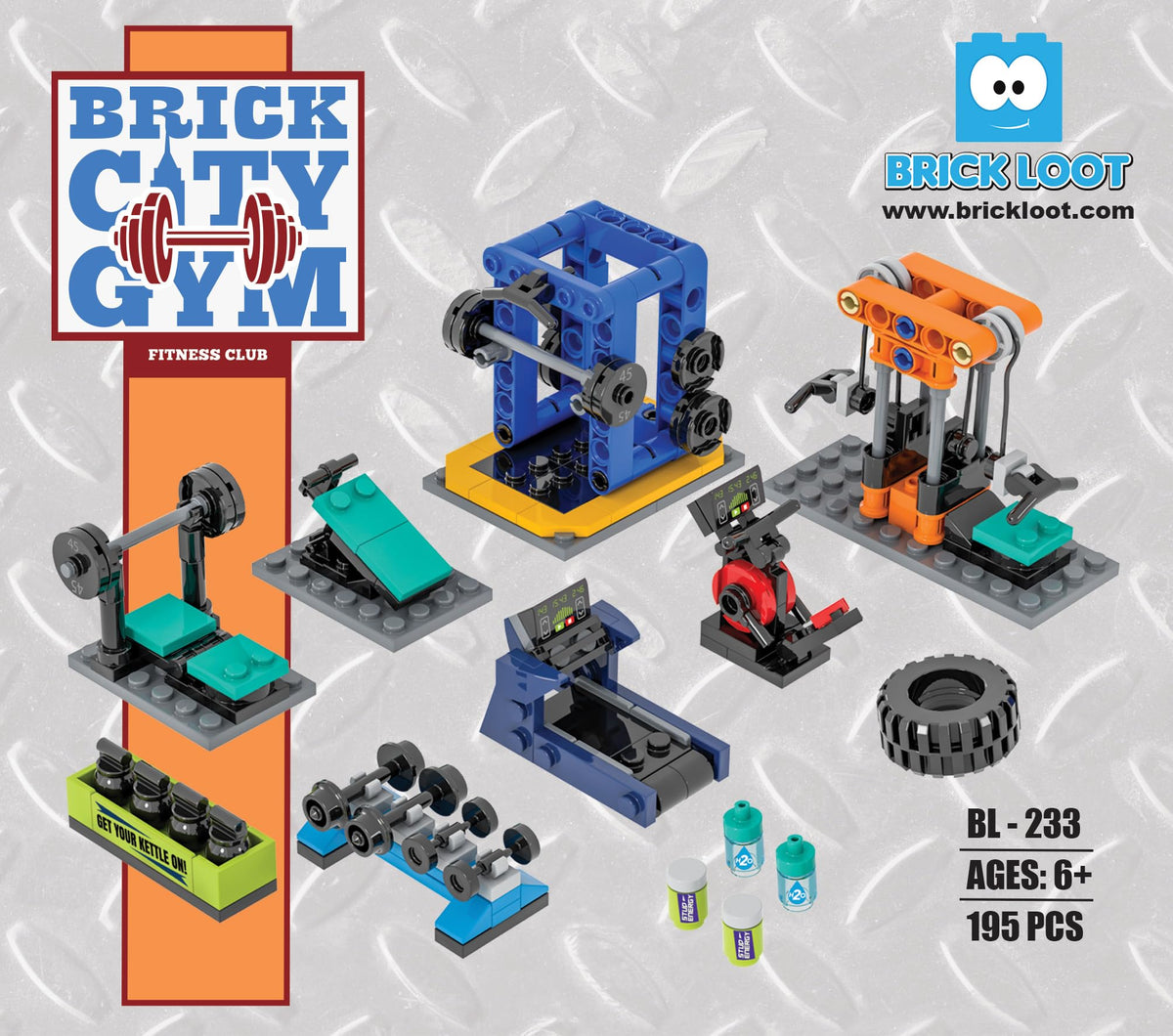 Brick Loot Brick City Gym workout equipment close-up for imaginative play.