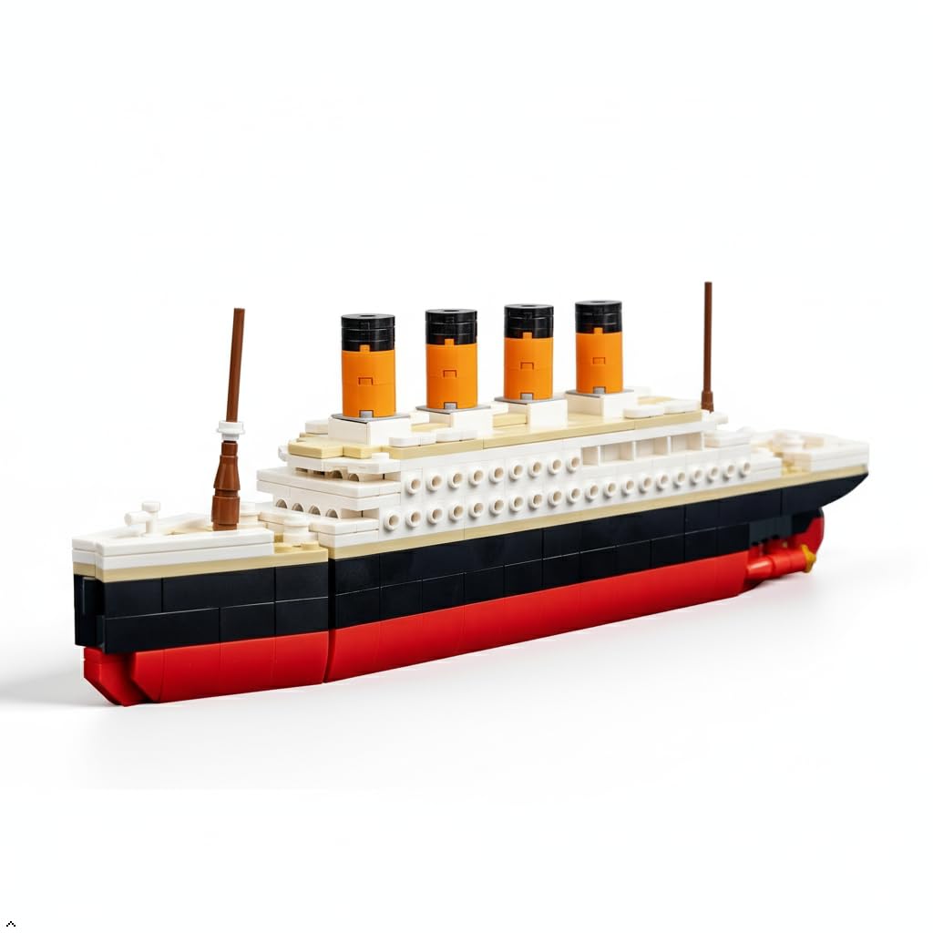 Brick Loot Titanic Building Set side-view shows compact size ideal for a desk display.
