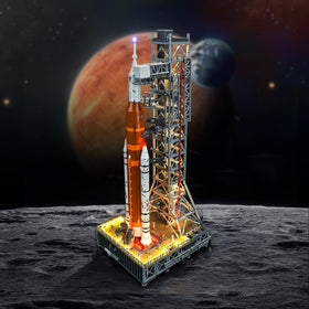 Vivid lighting highlights NASA Artemis SLS model features
