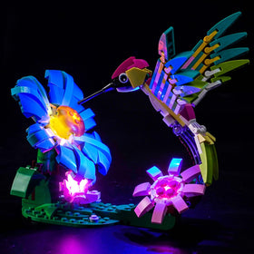 BrickBling Colorful Hummingbird LED light kit adds vibrant glow to LEGO 31384.