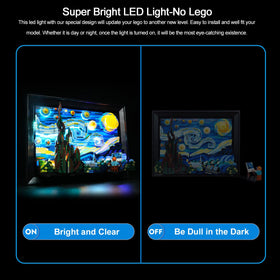 Slim light strip and bit lights fit neatly between bricks for a clean build