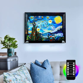 Display-ready lighting enhances the Van Gogh Starry Night setup