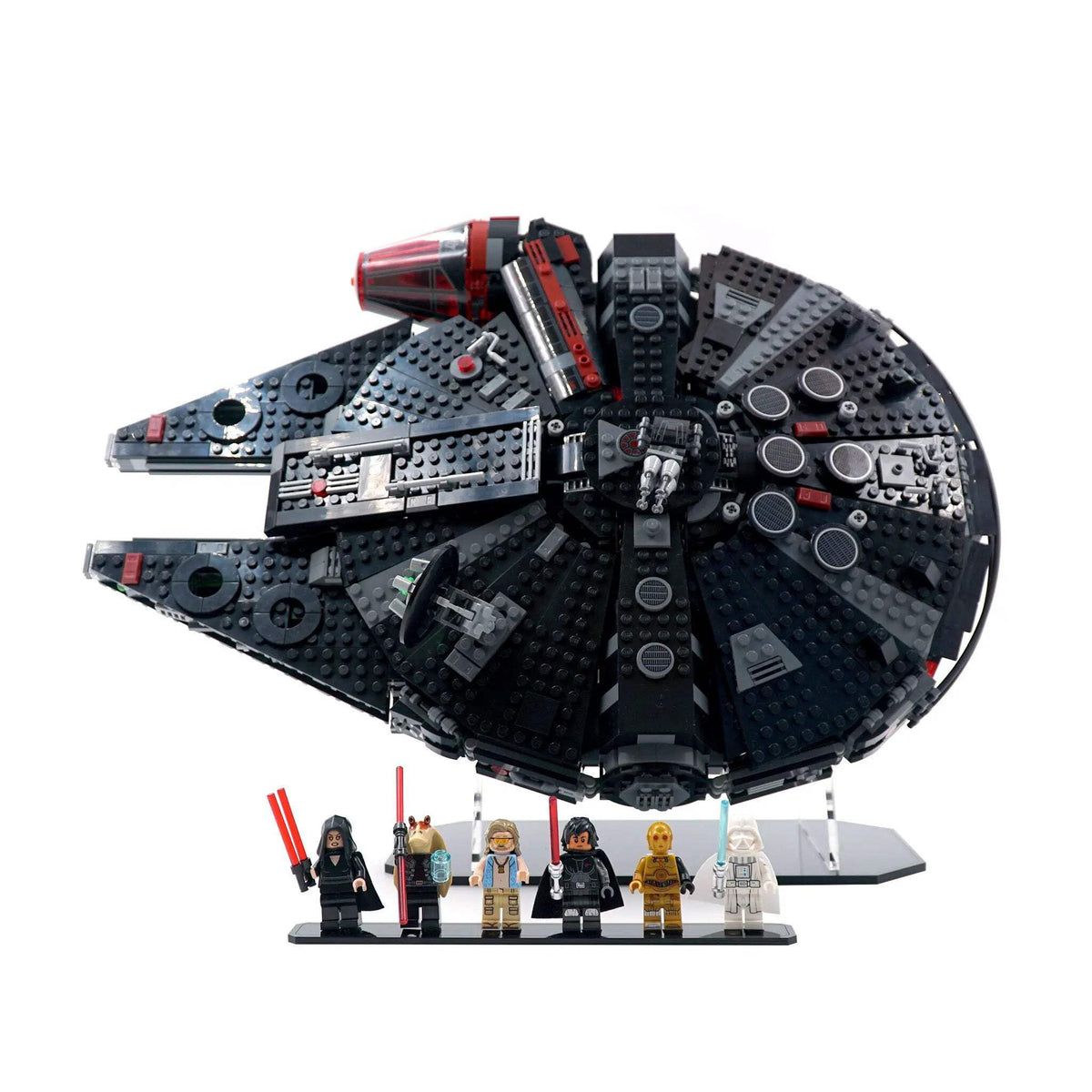 Brickcessories Dark Falcon stand angled display enhances the in-flight pose.