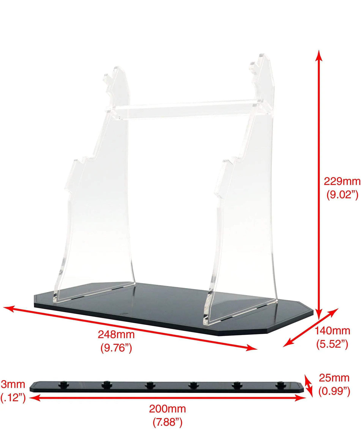 Brickcessories Dark Falcon stand dust-free display protects your model.