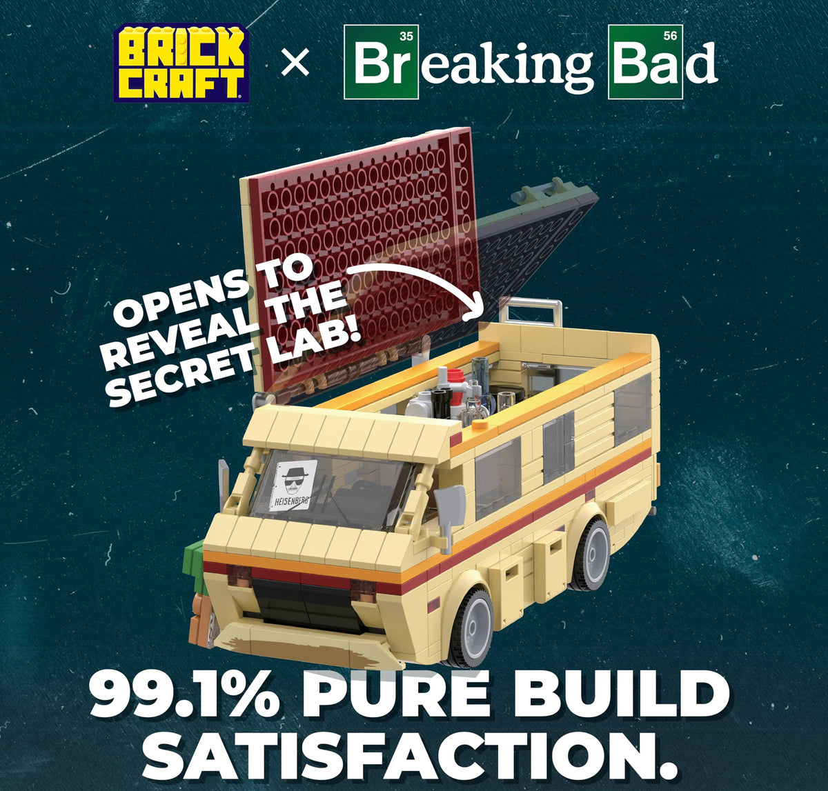 Brickcraft Breaking Bad RV rolling wheels allow smooth repositioning on flat surfaces.