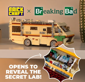 Brickcraft Breaking Bad RV rooftop details add realism for close-up shelf viewing.