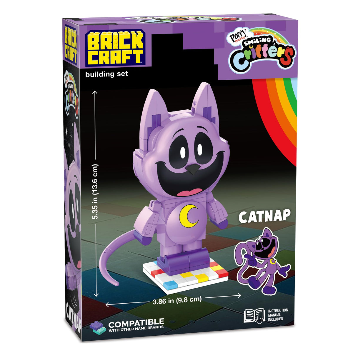 BrickCraft CatNap purple body design emphasizes iconic Poppy Playtime styling.