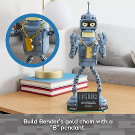 Brickcraft Futurama Bender handheld cans enhance play and posing options.