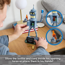 Brickcraft Futurama Bender display base elevates pose and stability.