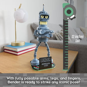 Brickcraft Futurama Bender bottle accessory fits inside the torso for display.