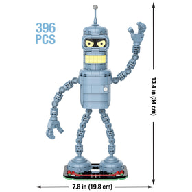 Brickcraft Futurama Bender gold chain pendant adds authentic accessory detail.