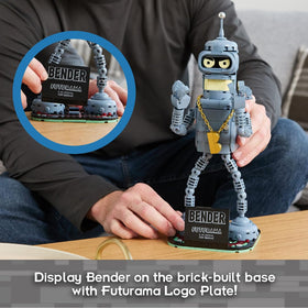 Brickcraft Futurama Bender printed nameplate boosts collector-ready presentation.