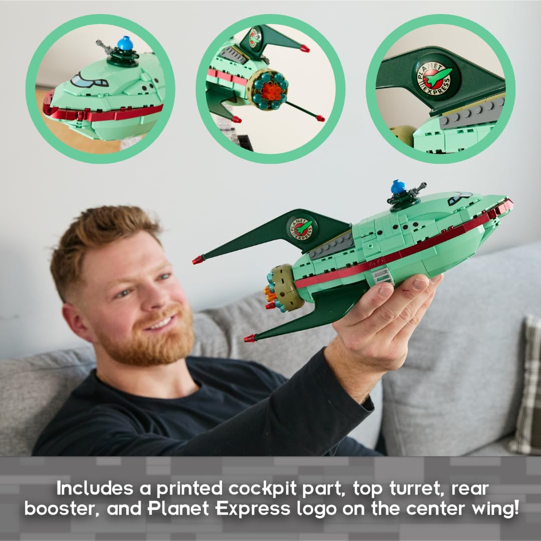 Brickcraft Futurama Planet Express Ship wings close-up for balanced presentation