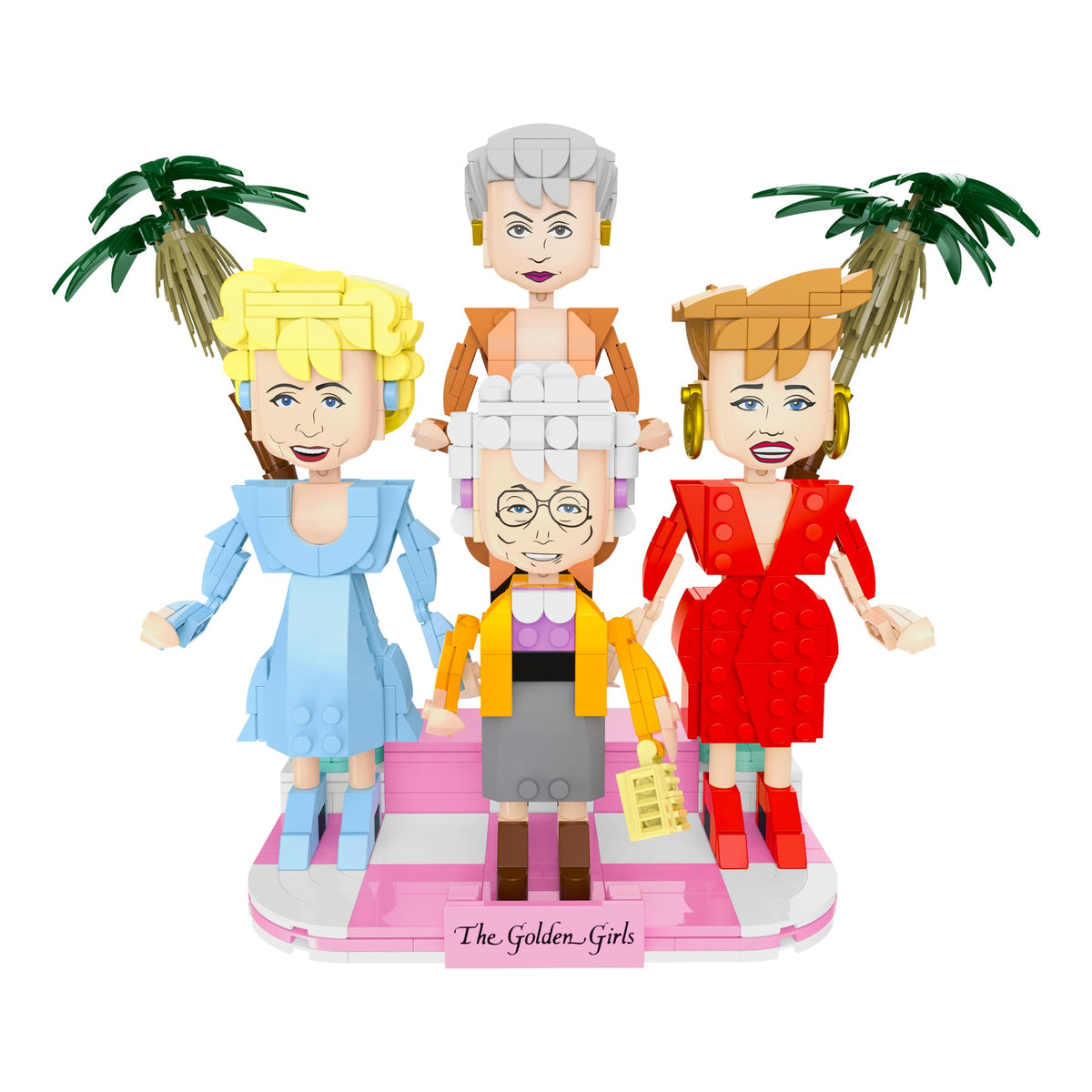 BrickCraft Golden Girls Blanche figure brick-built with signature outfit for display.