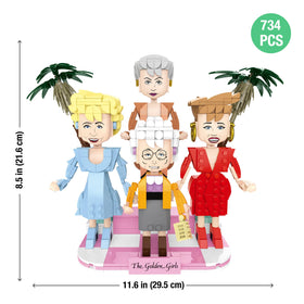 BrickCraft Golden Girls palm-tree diorama backdrop for colorful display.