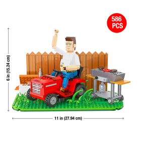 BrickCraft grill and propane tank complete an authentic backyard setup.