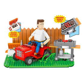 Hank Hill figure with posable joints for dynamic poses from BrickCraft Hank Hill kit.
