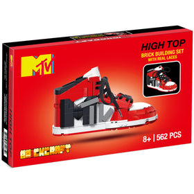 Box packaging for Brickcraft MTV Icon Sneaker resembles a shoe box for gifting