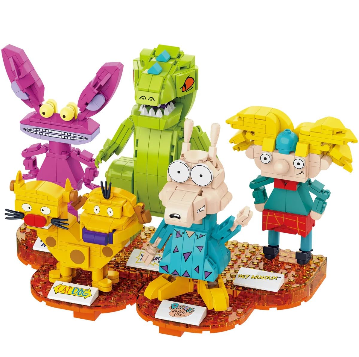 Brickcraft Nickelodeon 90s CatDog brick figures for nostalgic shelf display.