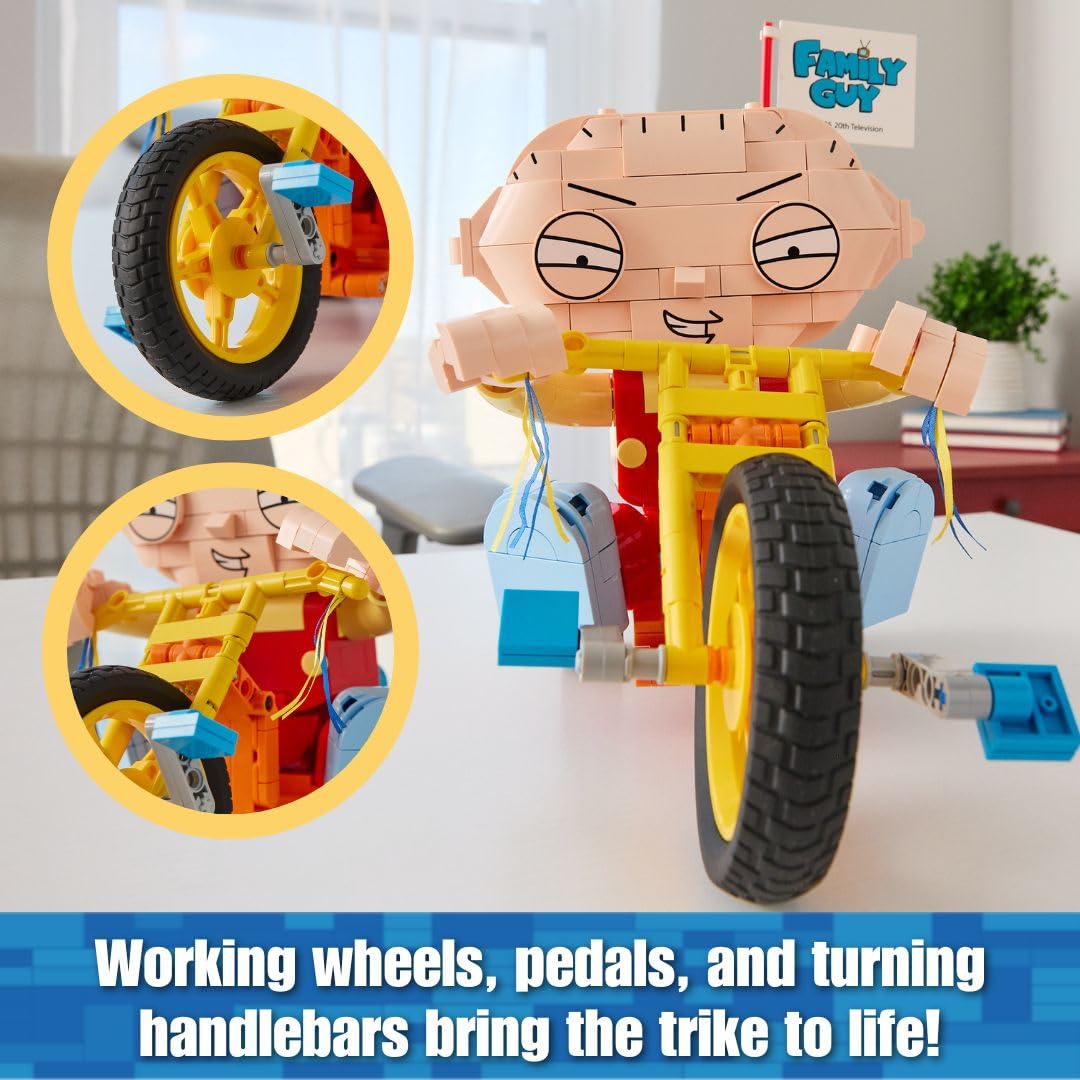 Brickcraft Stewie face details capture his signature smirk for a lively collectible.