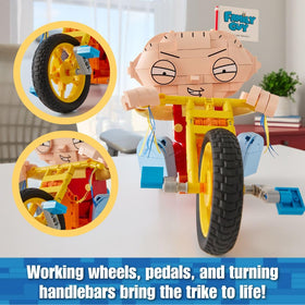 Brickcraft Stewie face details capture his signature smirk for a lively collectible.