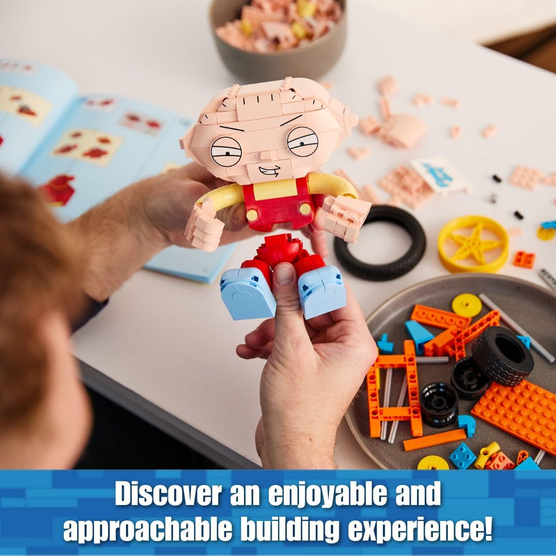 Brickcraft Stewie trike flag with Family Guy logo adds authenticity.