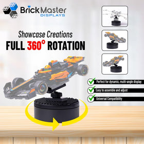 Infinity 360 turntable tilt-mount allows multi-angle viewing of builds.
