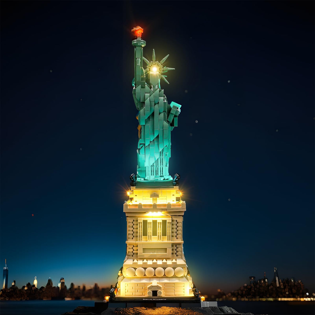 Brickshining Liberty 21042 lighting kit enhances display with dramatic glow