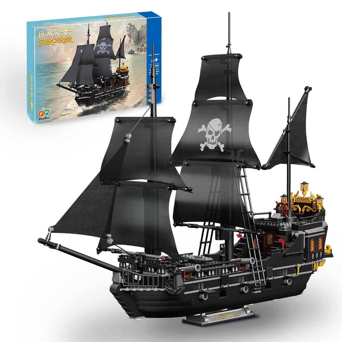 BrickTribe Pirate Ship kit overview with 1424 blocks for immersive building