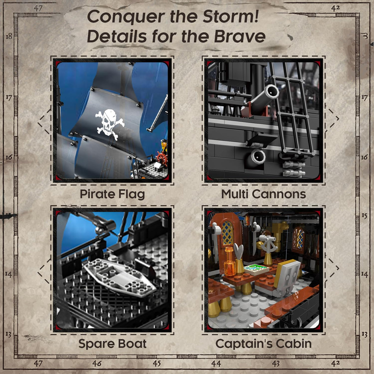 BrickTribe pirate ship bottom display stand for easy showcasing