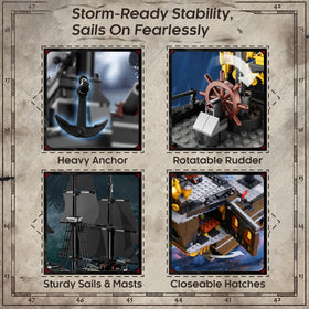 BrickTribe pirate ship cannons and hatches ready for display