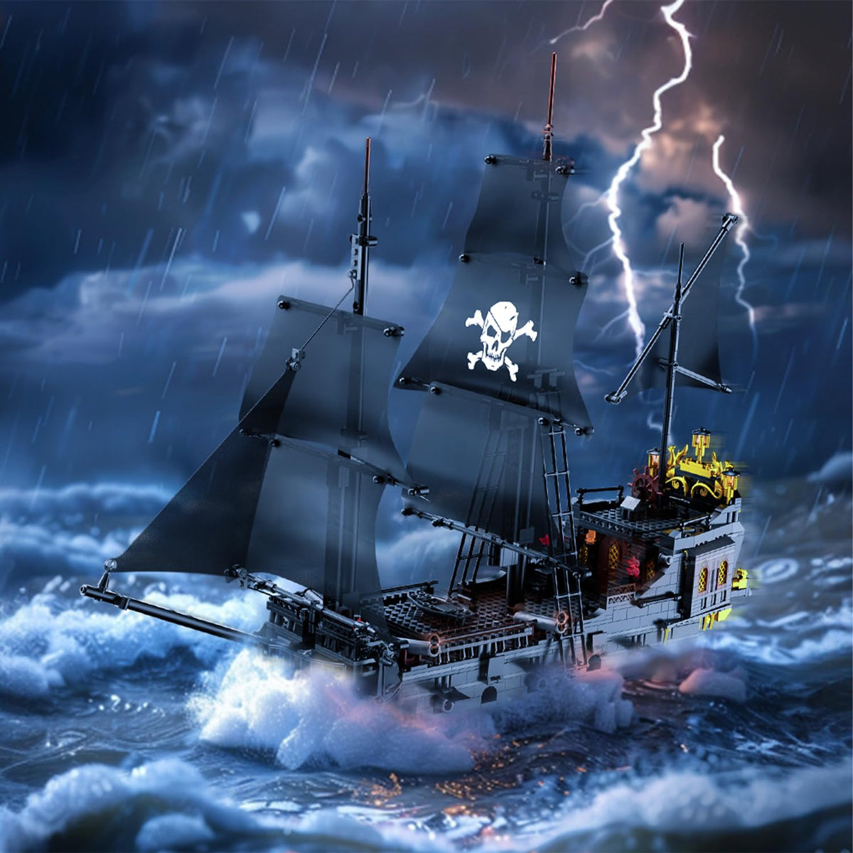 BrickTribe pirate ship captain's cabin detail for imaginative play