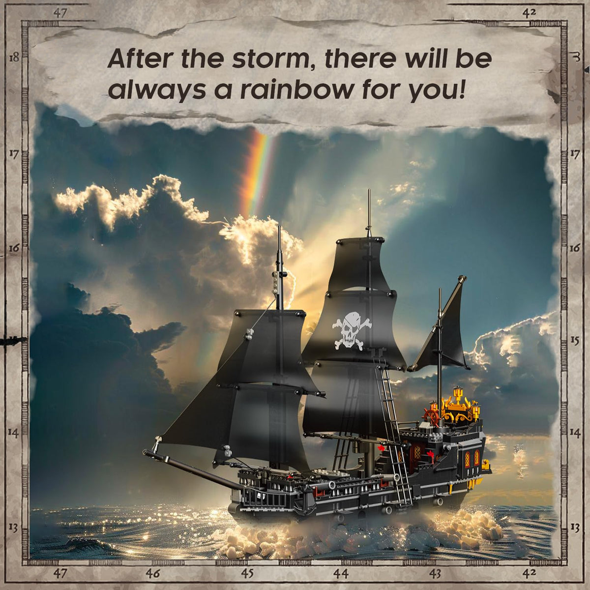 BrickTribe pirate ship mast and sail for authentic look