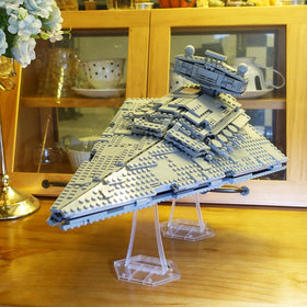 BrickVisions X-Wing/TIE display stand supports space LEGO models with clean lift