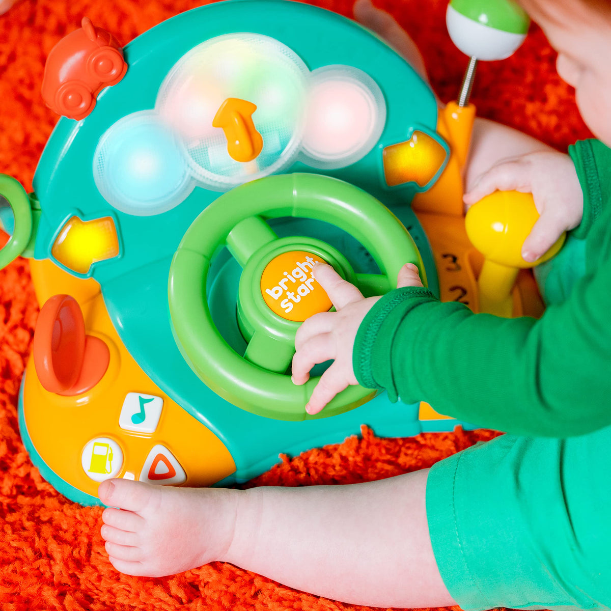 Bright Starts dashboard with activities supports fine motor skills during play sessions