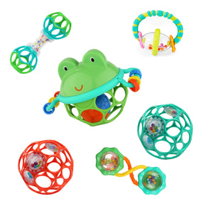 Bright Starts Little Shakers Grab & Spin Rattle Teether, easy-grasp for tiny hands