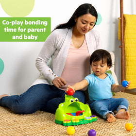 Bright Starts Poppin Ball Frog toy easy cleaning with a damp wipe