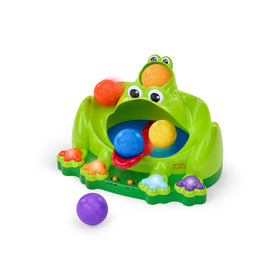 Bright Starts Poppin Ball Frog toy front view promotes crawling and active play