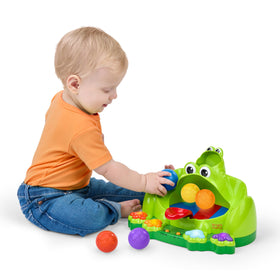 Bright Starts Poppin Ball Frog toy lights and sounds for sensory play