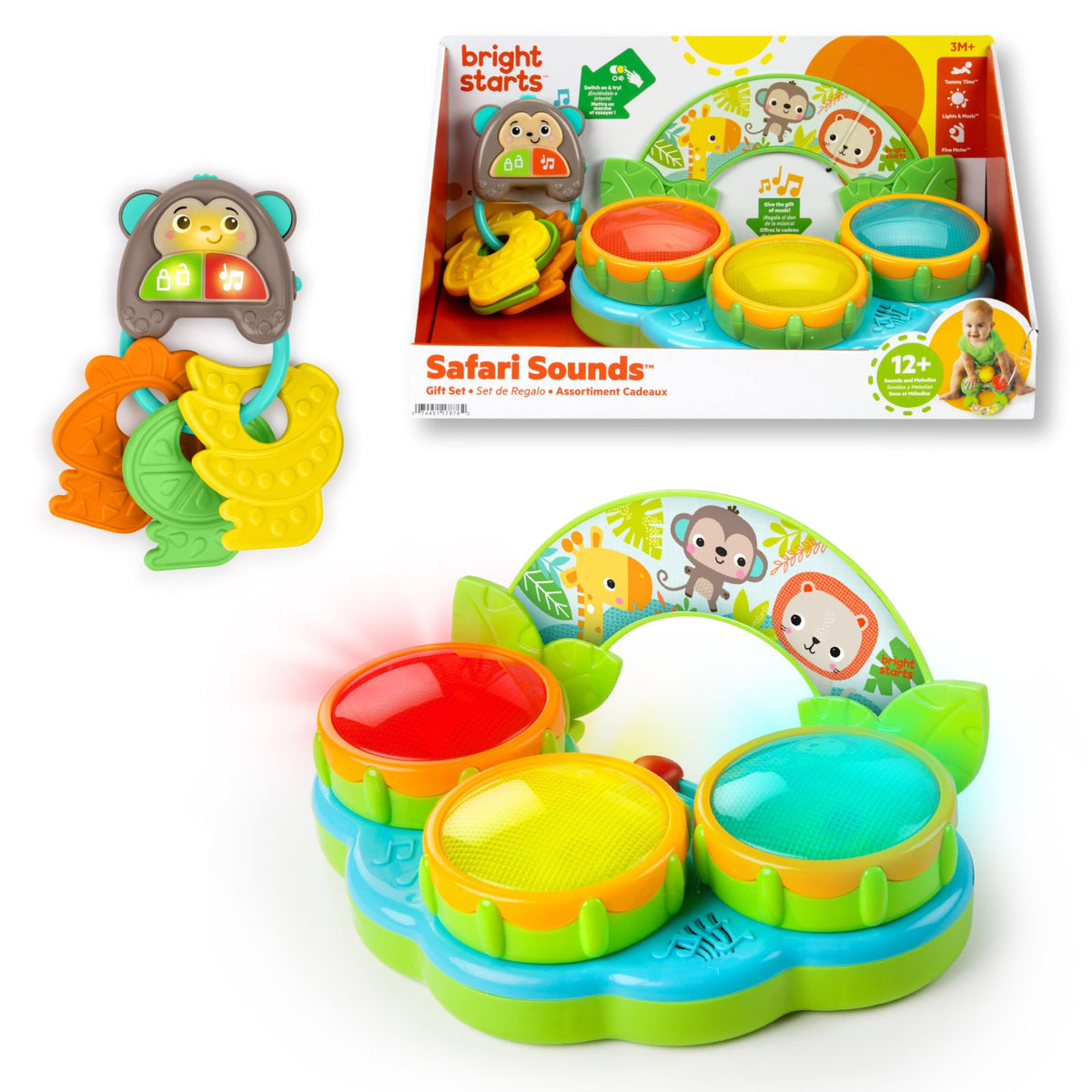 Bright Starts Safari Beats drum toy with lights sparks early rhythm exploration