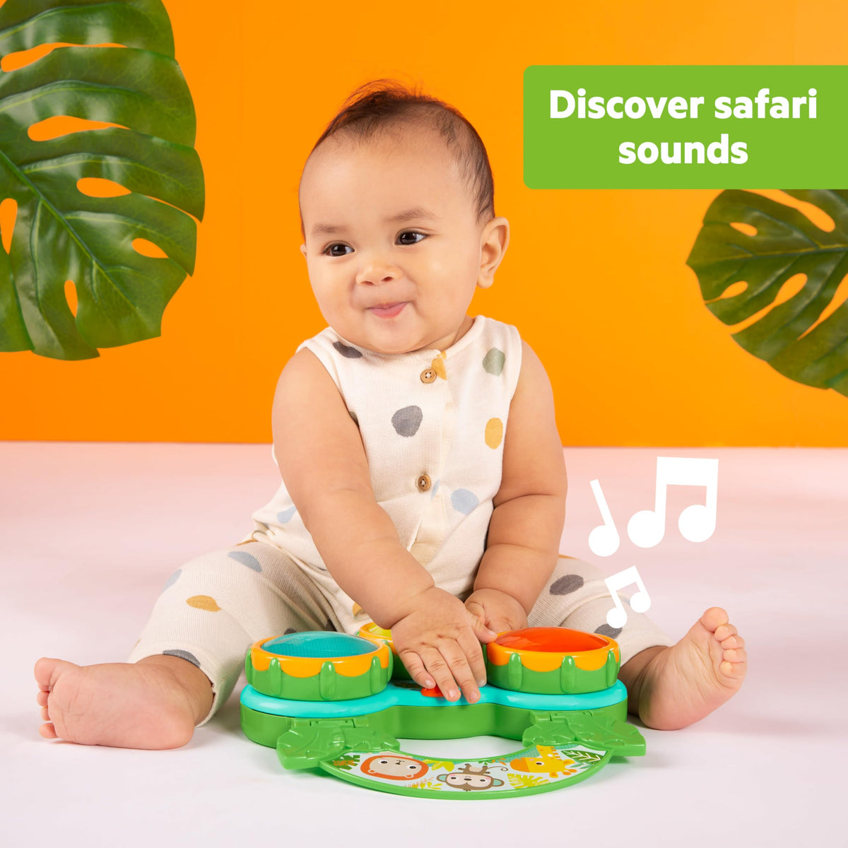 Bright Starts Safari Beats drum toy offers two modes for varied play