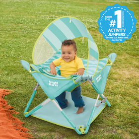 Bright Starts Sky Stripes Pop N Jump with carrying bag enables on-the-go play
