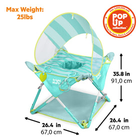 Bright Starts Sky Stripes Pop N Jump supports indoor and outdoor play experiences