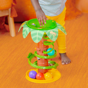 Bright Starts Tropical Twirl Ball Play Toy includes five balls for playtime