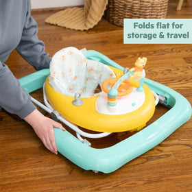 Bright Starts Winnie the Pooh walker seat detail emphasizes comfy, washable padding