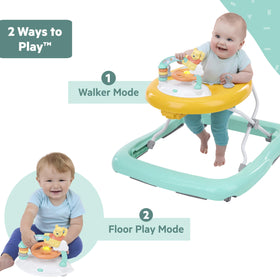 Bright Starts Winnie the Pooh walker side view with wheels smoothly gliding on floors