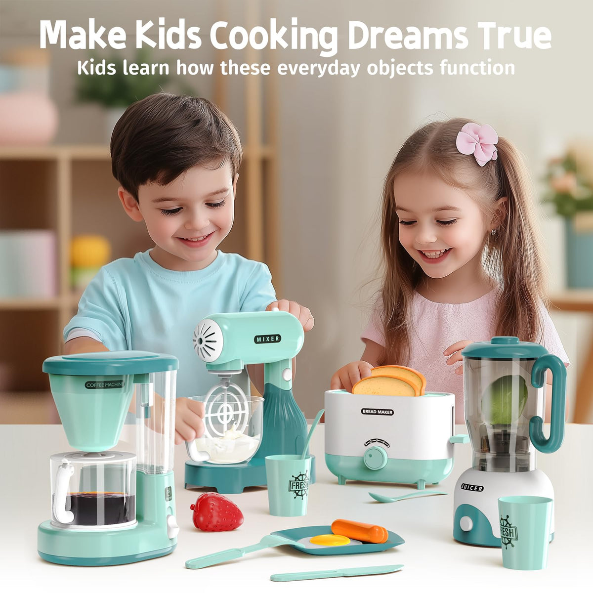 BRIGPICIOUS play kitchen coffee maker encourages pretend beverages and sensory exploration