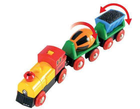 BRIO battery operated engine activates with a button for real train action